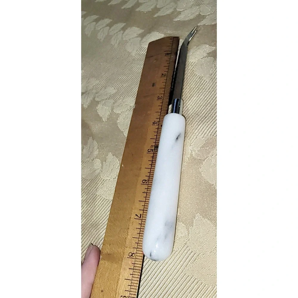 Cheese Knife solid Marble Handle Stainless Steel Curvy Blade 8